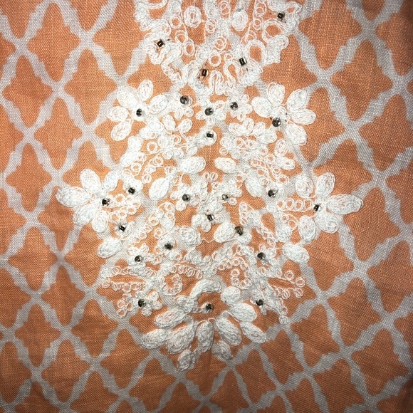 CHARTER CLUB Luxury 100% Linen Embroidered 3/4 Sleeve Tunic Top Sz S - Picture 9 of 9